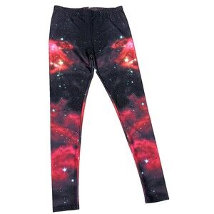 Galaxy Star Leggings Celestial Cosmos Purple Red‎ Sky Medium Stretch Ankle Pants